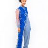 African Print Denim Fusion Romper Front