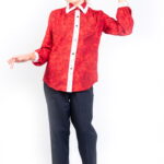 Isaro Fusion Collection Spring Red Silk Ladies Blouse Front